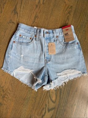 Levi's Light Blue Distressed Cutoff Denim Shorts